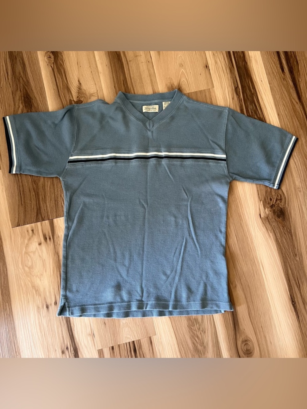 Vintage 90s St. John's Bay Dusty Blue Waffle Knit Short Sleeve Top 100% Cotton